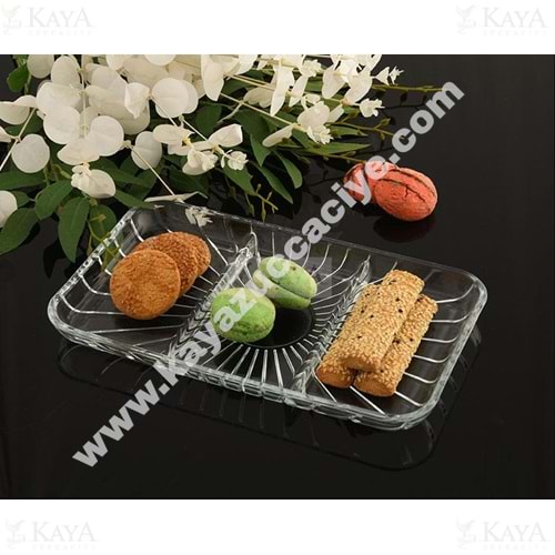 PAŞABAHÇE CAM SERVİS TABAĞI ELEGANT BÖLMELİ DİKDÖRTGEN 28x16 CM 1*6