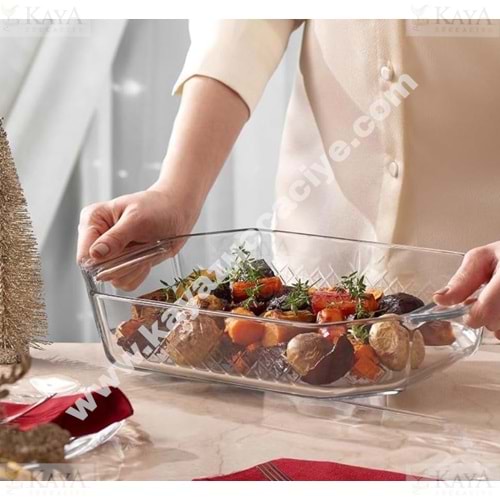 PAŞABAHÇE BORCAM DİKDÖRTGEN KULPLU 35x20 CM 1*4