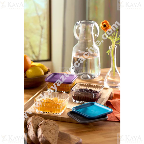 PAŞABAHÇE CAM KASE FREZYA 3 LÜ RENKLİ KAPAK 225 CC 1*6