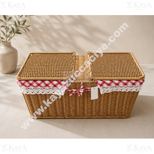 AJE HASIR PİKNİK SEPETİ DİKDÖRTGEN KAPAKLI 47x19x30 CM 1*6