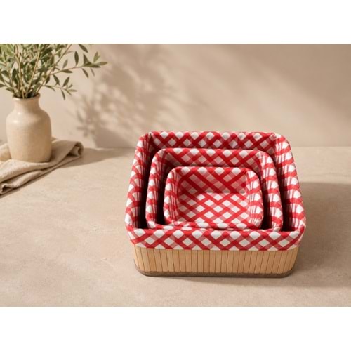 AJE BAMBU SEPET ÇOK AMAÇLI KARE 3 LÜ 17-21-25 CM 1*12