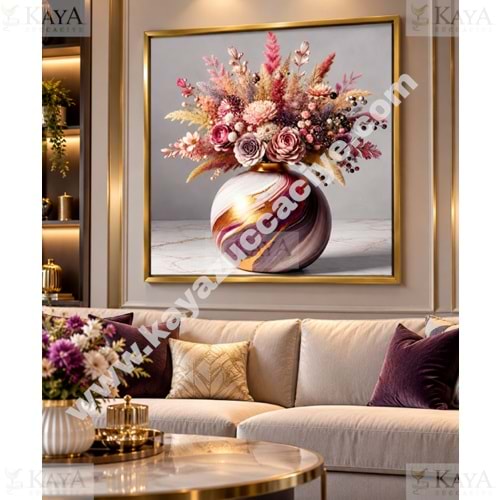 ALP TABLO KABARTMA LÜKS TAŞLI DEKORATİF TABLO 66x66 CM 1*16