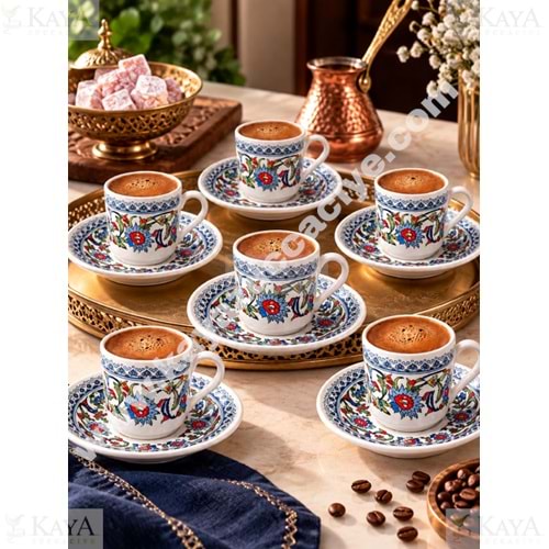 GRY PORSELEN KAHVE FİNCANI TOPKAPI 6 LI KAHVE FİNCANI TAKIMI