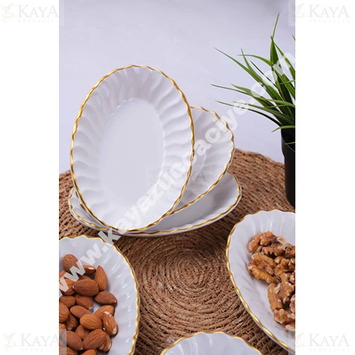 ASEL SERAMİK KAHVALTILIK FIRFIR OVAL BEYAZ ÇEREZLİK 15,5x10 CM 1*68