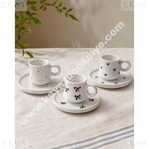 ASEL SERAMİK FİNCAN 2 Lİ DEKORLU KAHVE TAKIMI 1*25