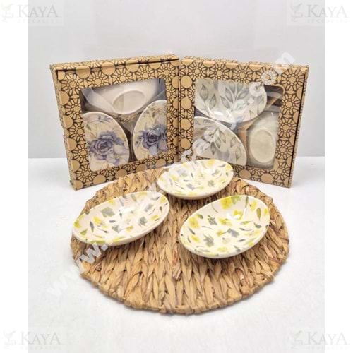 ASEL SERAMİK ÇEREZLİK 3 LÜ OVAL 12x17,5 CM