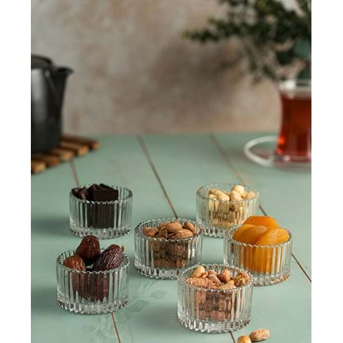 KAVEH MİNİ REÇELLİK VE SOSLUK SADAF CAM 6 LI BL7426GCL 1*12