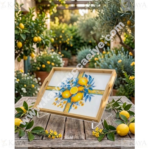 BALSA TEPSİ AHŞAP LİMON DESENLİ 32x23 CM 1*30