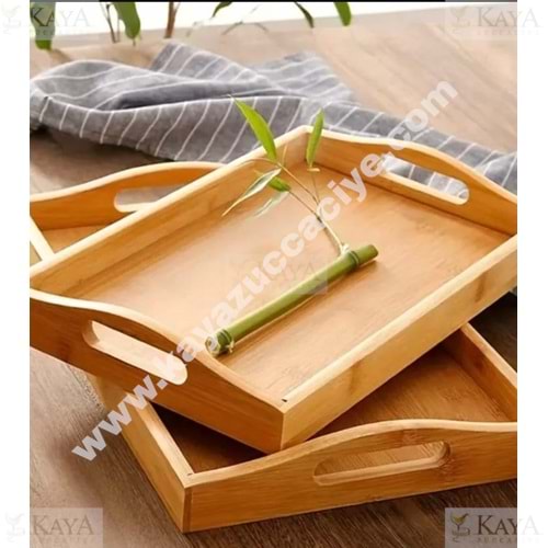 BZD IVORY BAMBU TEPSİ 2 Lİ DİKDÖRTGEN SET 29x40 36x23 1*12