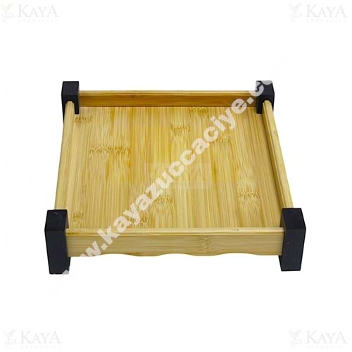 BZD IVORY BAMBU SUNUM TEPSİSİ KARE AYAKLI 27x27 CM 1*24