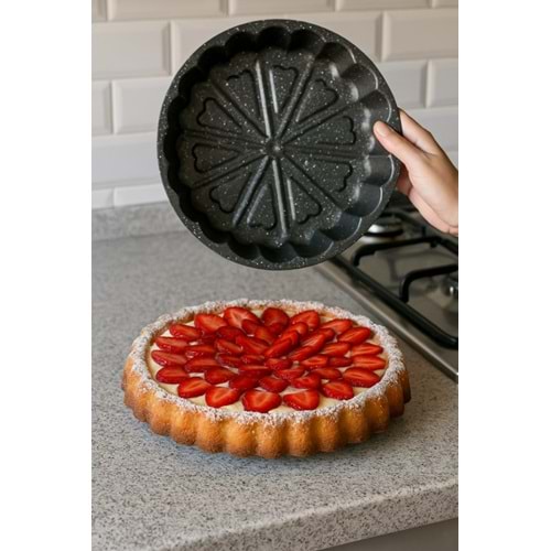 ALİNA GRANİT KALPLİ MODEL TART KALIBI 1*20