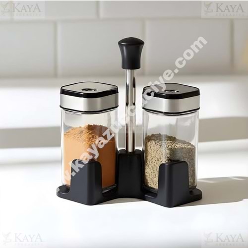 BZD IVORY CAM TUZLUK&BAHARATLIK 2 Lİ GÜMÜŞ STANDLI 1*42