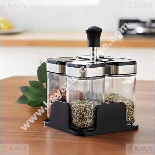 BZD IVORY CAM TUZLUK&BAHARATLIK 4 LÜ GÜMÜŞ STANDLI 1*30