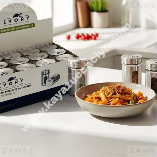BZD IVORY CAM TUZLUK&BAHARATLIK METAL KAPAK 12 Lİ 1*12