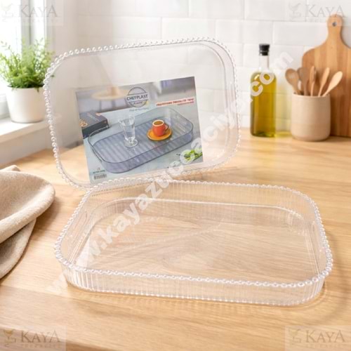 ALP CHEFPLAST AKRİLİK DİKDÖRTGEN DEKORATİF TEPSİ 1*24