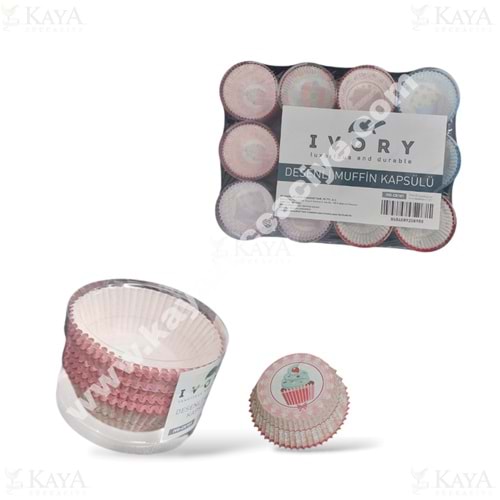 BZD IVORY KEK KALIBI DESENLİ MUFFİN KEK KAPSÜLÜ 100 LÜ 1*12