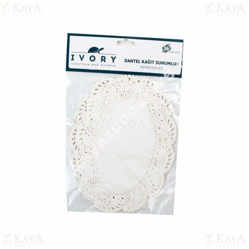 BZD IVORY DANTEL SUNUMLUK OVAL DANTEL 36 LI 19x26 CM 1*12