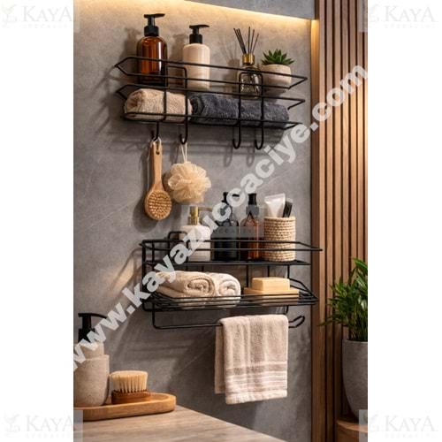 DECOREV METAL RAF TEK KATLI ASKILIKLI SİYAH