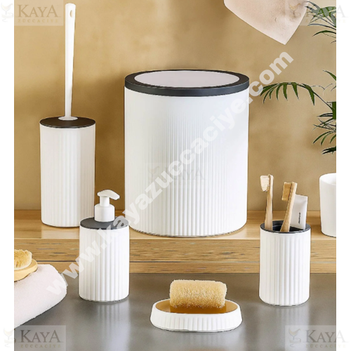 DECOREV BANYO SETİ 5 PARÇA GRİ ŞERİT 1*1