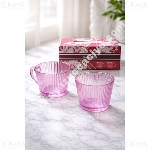 DİAMONDS CAM2 Lİ JUMBO RENKLİ KUPA HEDİYE KUTULU 1*24