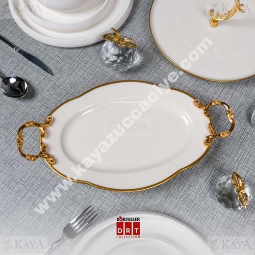 DRT SUNUM TABAĞI KAYIK PAPATYA MODEL GOLD AYAKLI KULPLU 30 CM 1*12