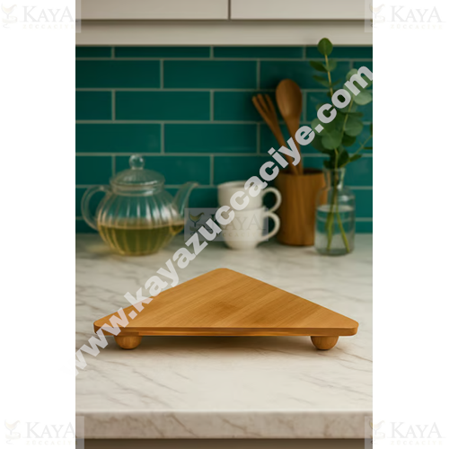 EGE BAMBU KÖŞELİK MUTFAK EŞYASI ÜÇGEN TOP AYAKLI 27x26 CM 1*24