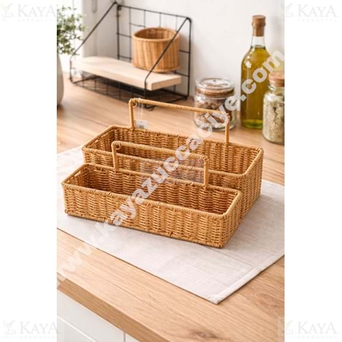 EGE SEPET DİKDÖRTGEN ASKILI HASIR 2 Lİ 32x13 CM-29x10 CM 1*48