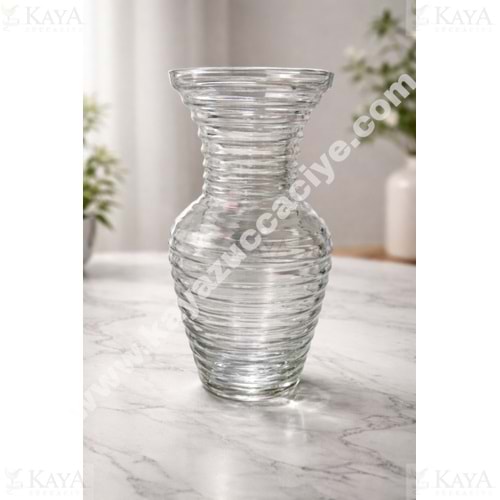 EGE LA CUPPA VAZO CAM LİNDA ÇİZGİLİ 24 CM 1*6
