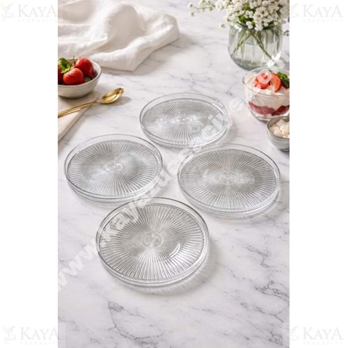 ALN EKS CAM DİK KENAR TATLI TABAĞI 16 CM SADE 6 LI 1*6