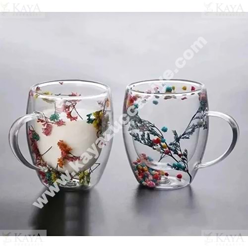 ENF CİDARLI ÇİÇEKLİ CAM BARDAK 250 ML 1*60