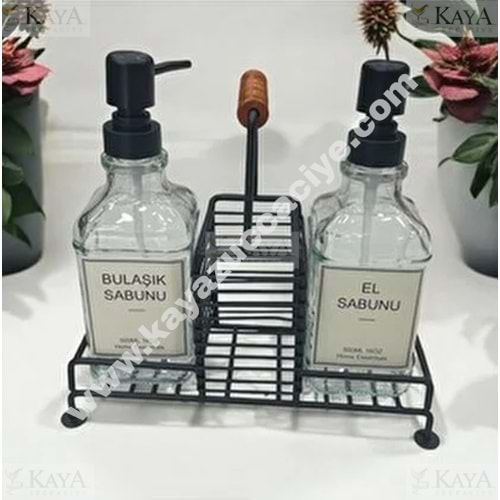 GNL CAM SÜNGERLİKLİ SIVI SABUNLUK STANDLI 2 Lİ 1*12