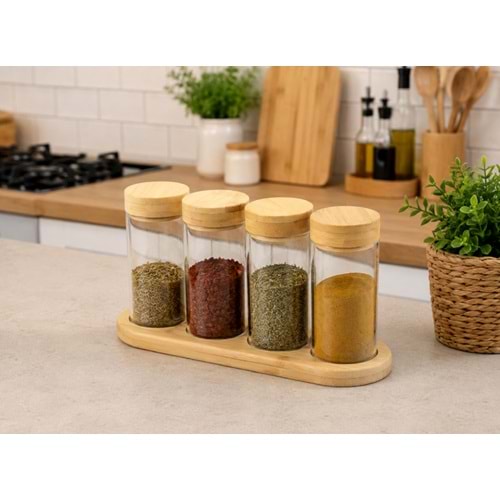 GLD CAM BAHARATLIK BAMBU STANDLI 4 LÜ YUVARLAK 1*36