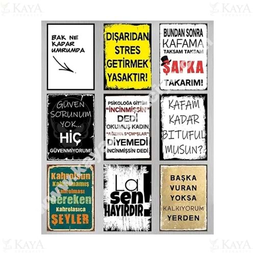 GLS AHŞAP TABLO RETRO KARMA YAZILI 18x28 CM
