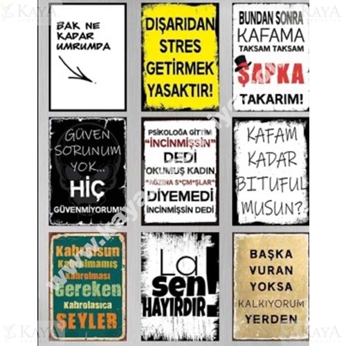 GLS AHŞAP TABLO RETRO KARMA YAZILI 10x15 CM