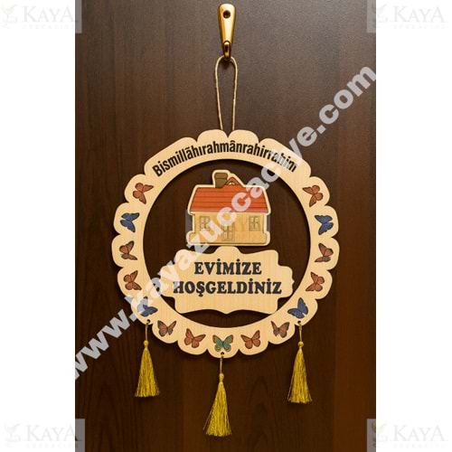 GLS İPLİ EVLİ KAPI SÜSÜ PÜSKÜLLÜ 30 CM