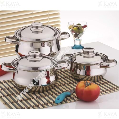 GÜLSAN ÇELİK GÜVEÇ SET ÇELİK KAPAK 14-16-18 CM DİDE 1*6