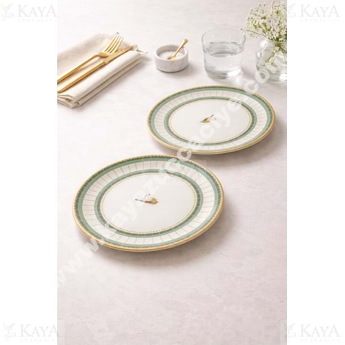 ALİNA HOME GREEN GOLD YUVARLAK SERVİS 26,5 CM 1*12