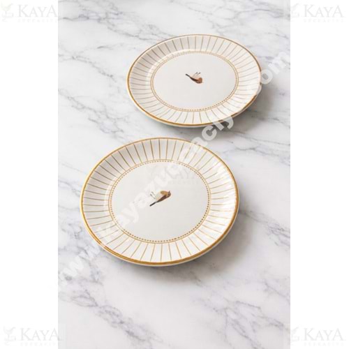 ALİNA HOME GOLD BEYAZ YUVARLAK TATLI TABAĞI 14,5x14,5 CM 1*20