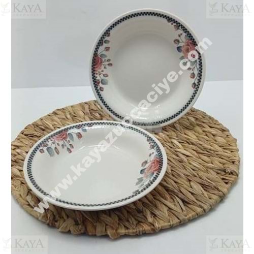 ALİNA HOME KIRMIZI GÜL YUVARLAK YEMEK TABAĞI 20 CM 1*12