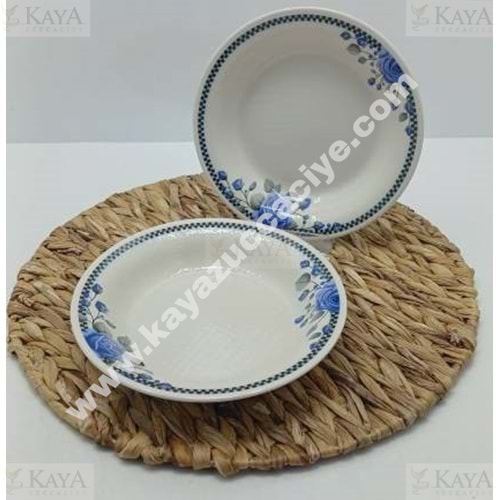 ALİNA HOME MAVİ GÜL YUVARLAK YEMEK TABAĞI 20 CM 1*12
