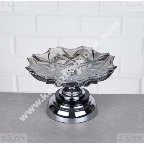 CNM CAM AYAKLI YUVARLAK KÜÇÜK SUNUMLUK KROM 12x19 CM 1*14