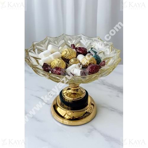 CNM CAM AYAKLI YUVARLAK KÜÇÜK SUNUMLUK SARI 12x19 CM 1*14