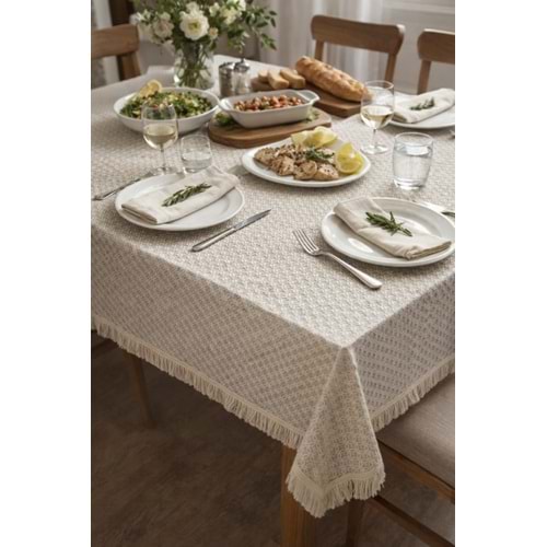 İNCİ MASA ÖRTÜSÜ KAYMAZ SİLİNEBİLİR 8 KİŞİLİK 190x150 CM 1*25