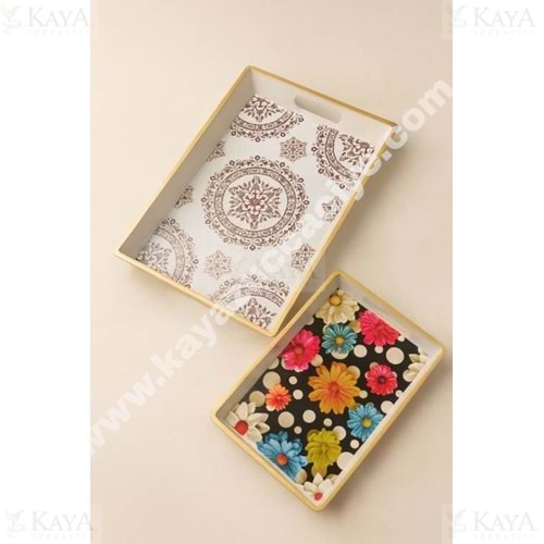 İSRA LÜX BEYAZ 2 Lİ KARE TEPSİ 43x30-31x23 CM 1*18