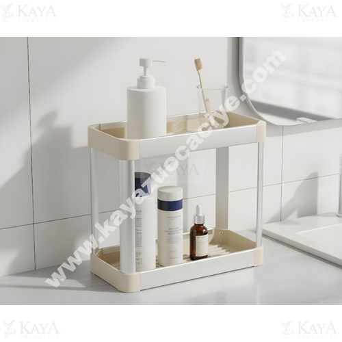 BZD IVORY KÖŞELİK ALÜMİNYUM ORGANİZER RAF 2 KATLI 32x15x27 1*12