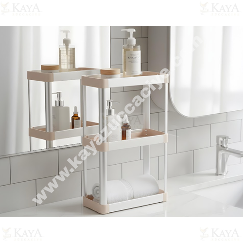 BZD IVORY KÖŞELİK ALÜMİNYUM ORGANİZER RAF 3 KATLI 32x15x27 1*12