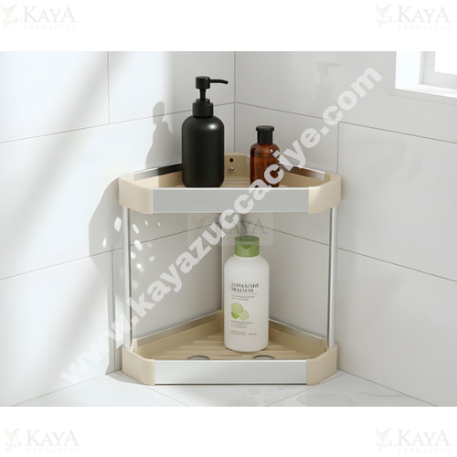 BZD IVORY KÖŞELİK ALÜMİNYUM BANYO ÜÇGEN KÖŞE RAFI 2 KATLI 1*12
