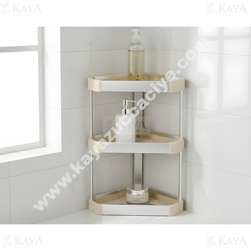 BZD IVORY KÖŞELİK ALÜMİNYUM BANYO ÜÇGEN KÖŞE RAFI 3 KATLI 1*12
