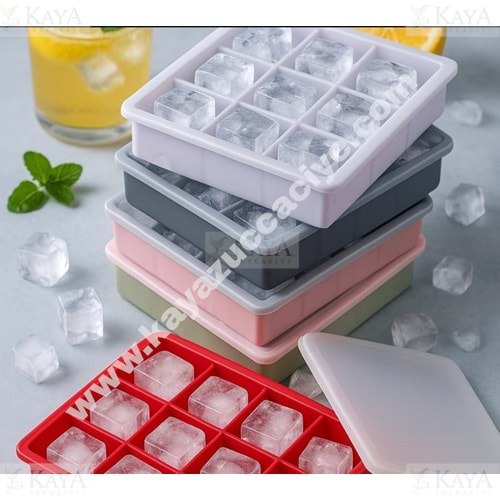 BZD IVORY SİLİKON BUZ KALIBI KAPAKLI KARE 15 SIRA 1*100
