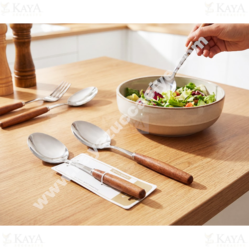 BZD IVORY ÇELİK SERVİS KAŞIĞI AHŞAP SAPLI 25 CM 1*6